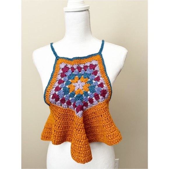 Free People Bella Crochet Crop Top Medium - Picture 6 of 16